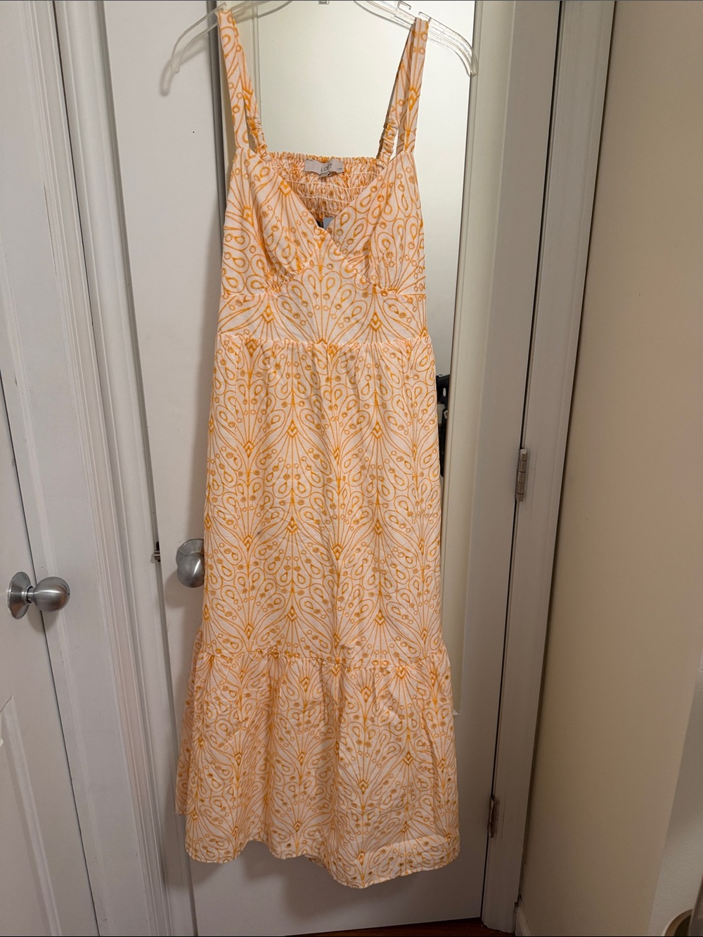 LOFT Yellow Eyelet Maxi Dress NWT
